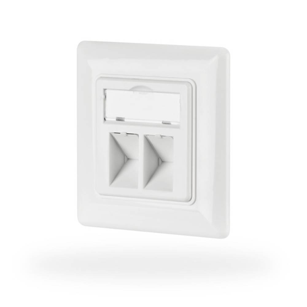 Keystone Komponenten Netzwerkdose 2-fach für Keystones, Weiss, RAL 9003, ohne - 1 VPE = 50 Rahmen-0