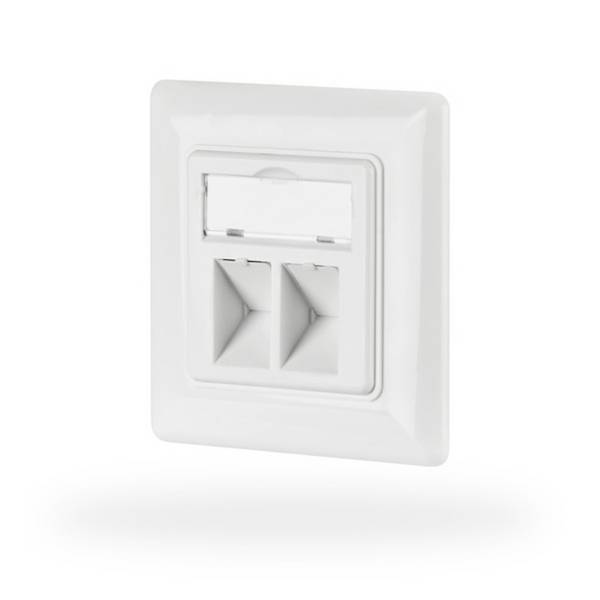 Keystone Komponenten Netzwerkdose 2-fach für Keystones, Weiss, RAL 9003, ohne - 1 VPE = 50 Rahmen