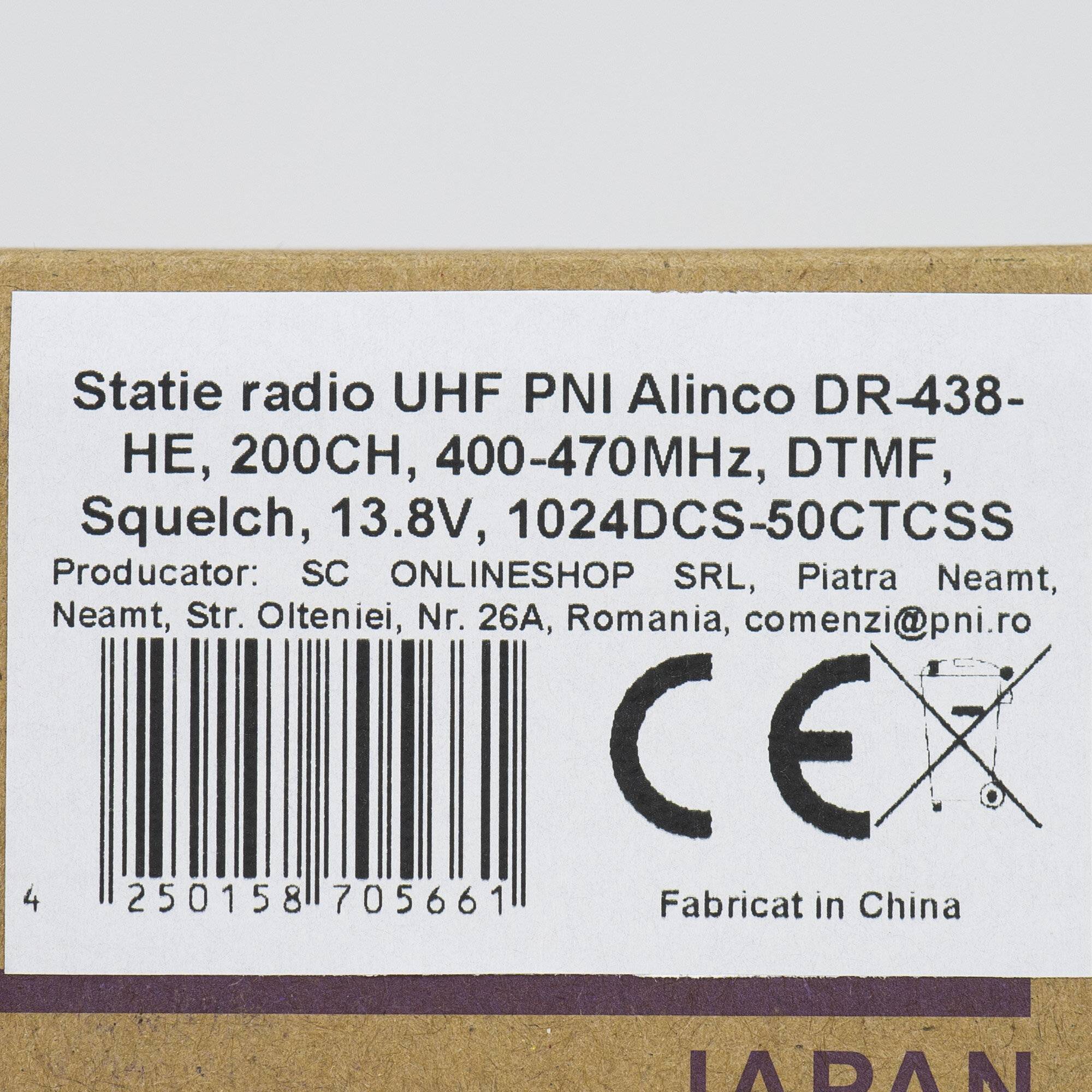 UHF-Radiosender PNI Alinco DR-438-HE, 200CH, 400-470 MHz, DTMF, Squelch, 13,8 V, 1024DCS-50CTCSS-2