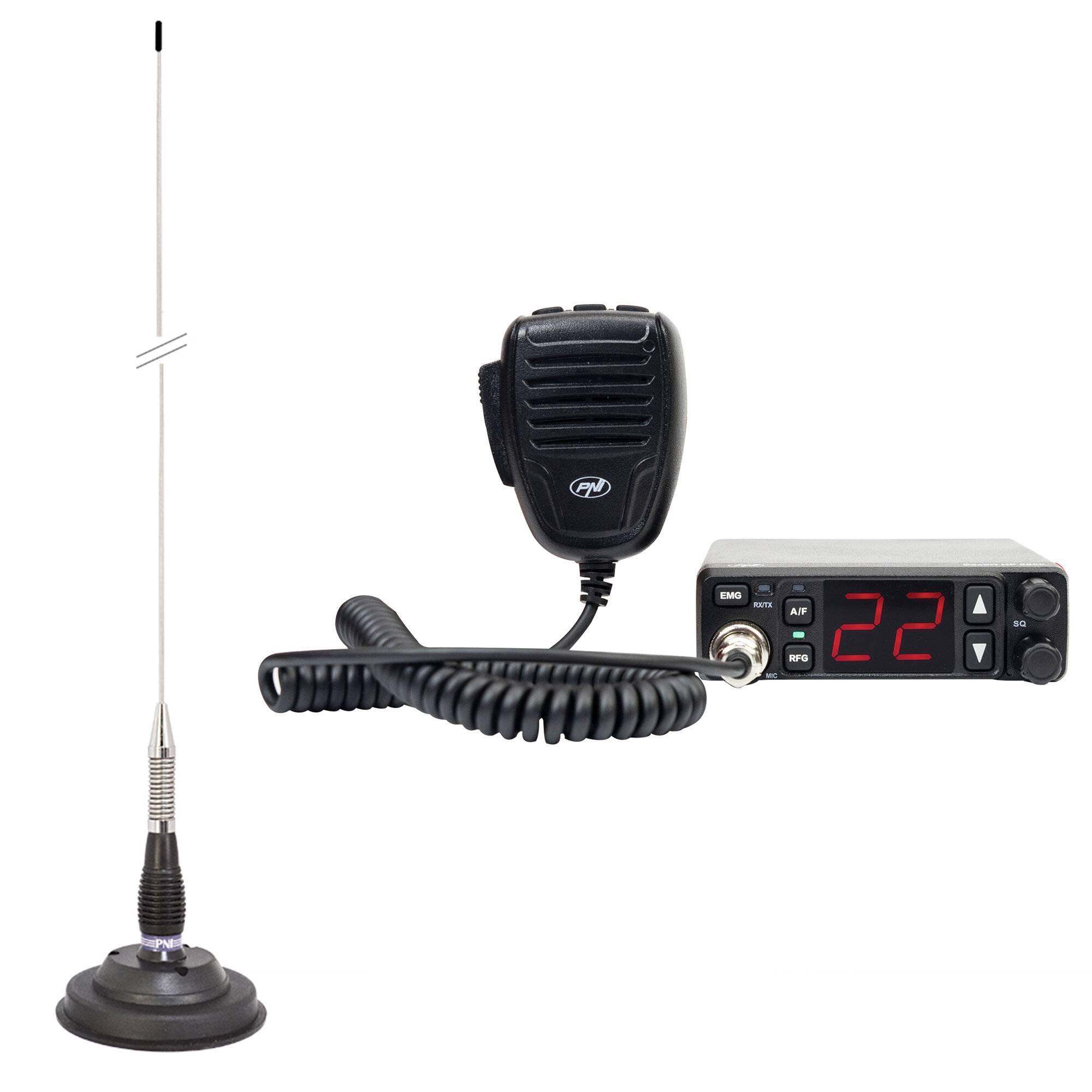 PNI Escort HP 5500 CB-Radiosender und PNI ML100 CB-Antenne, Länge 100 cm, inklusive Magnetfuß-0