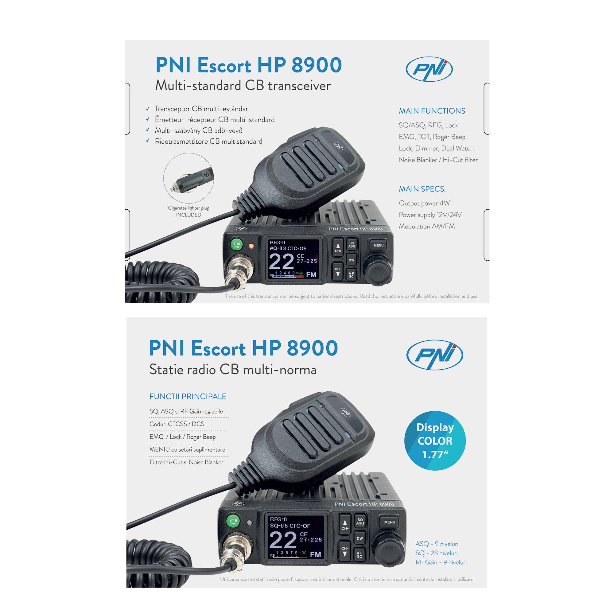 Symbolbild für CB PNI Escort HP 8900 ASQ Radio Station Package, 12-24 V + CB PNI Extra 45 Antenne mit