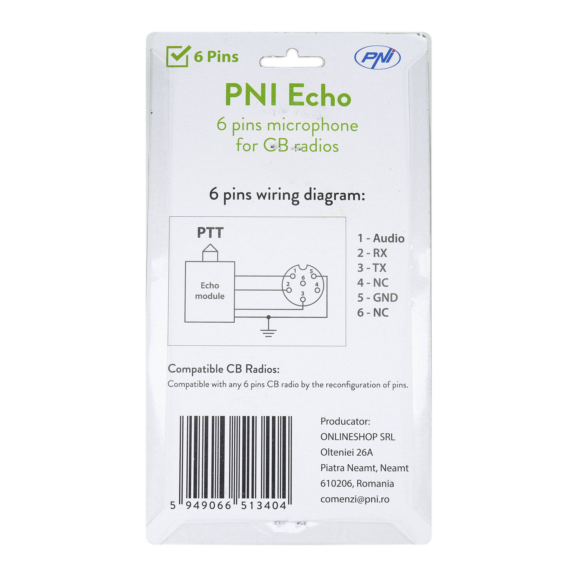 Symbolbild für 6-poliges PNI-Echo-Echo-Mikrofon für CB-Radiosender