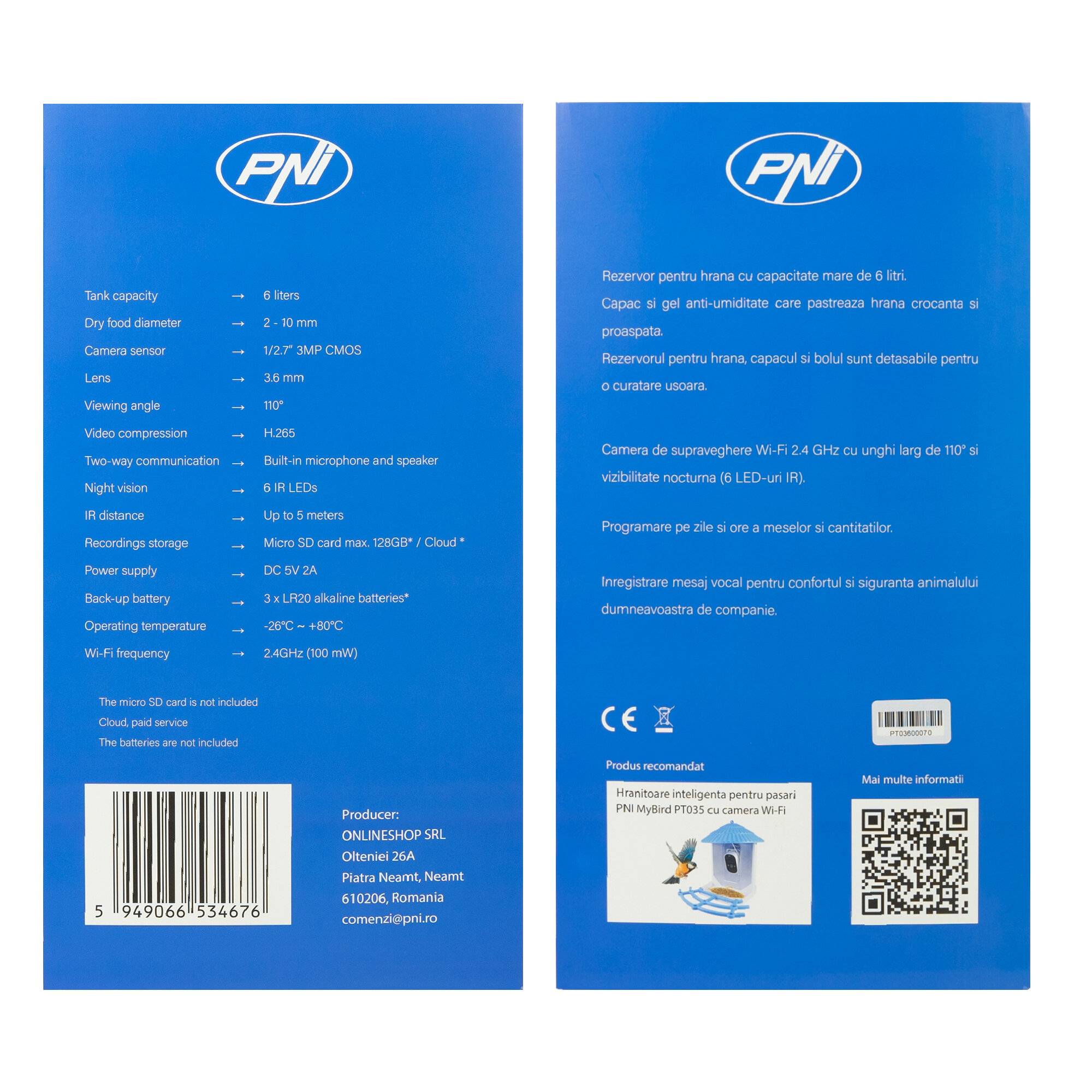 Intelligenter Futterspender für Hunde und Katzen PNI MyPet PT036 mit integrierter 3-MP-Kamera, 6-2