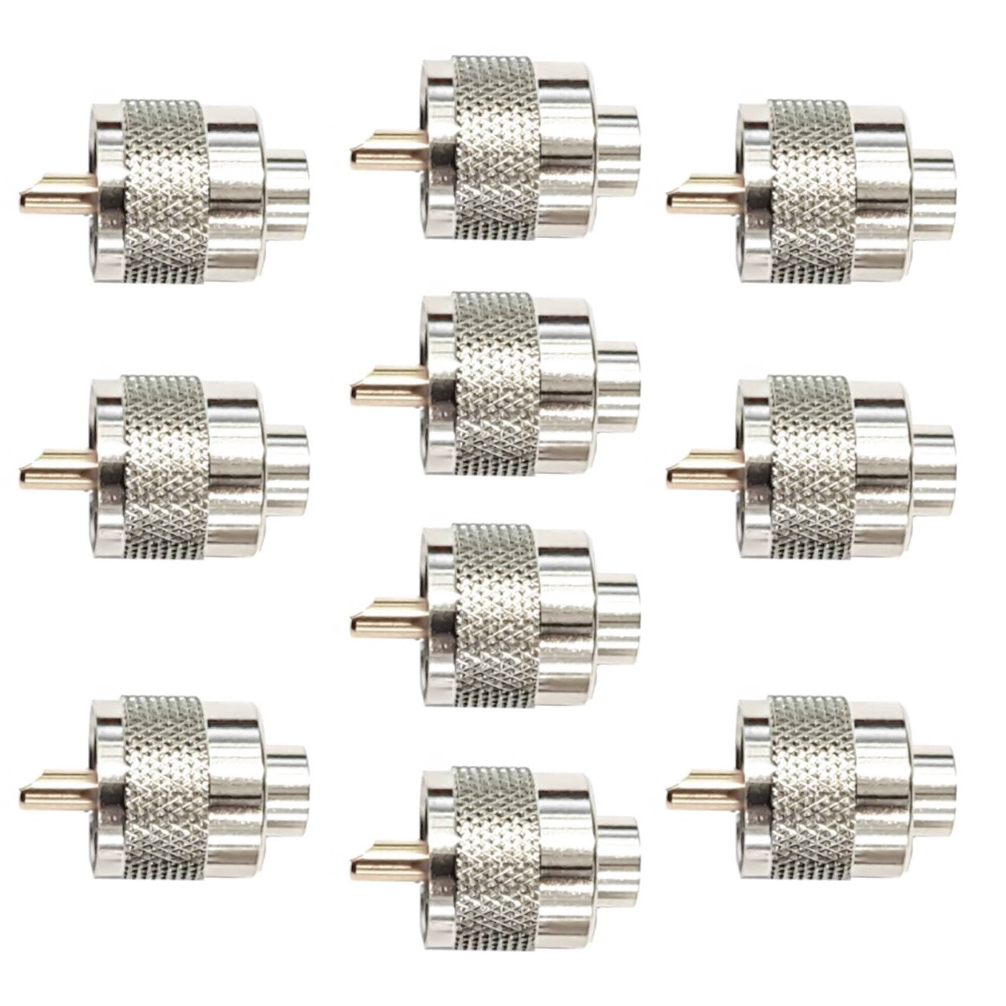 Set mit 10 Stück PNI PL259 Kurzstecker für RG58-Kabel mit vergoldetem Mittelstift 6 mm-0