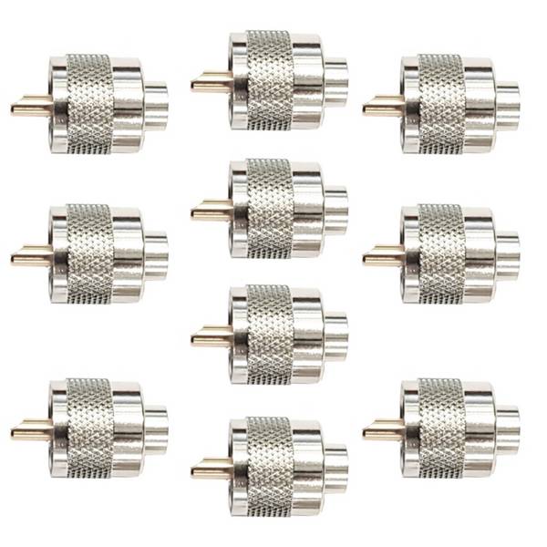 Set mit 10 Stück PNI PL259 Kurzstecker für RG58-Kabel mit vergoldetem Mittelstift 6 mm
