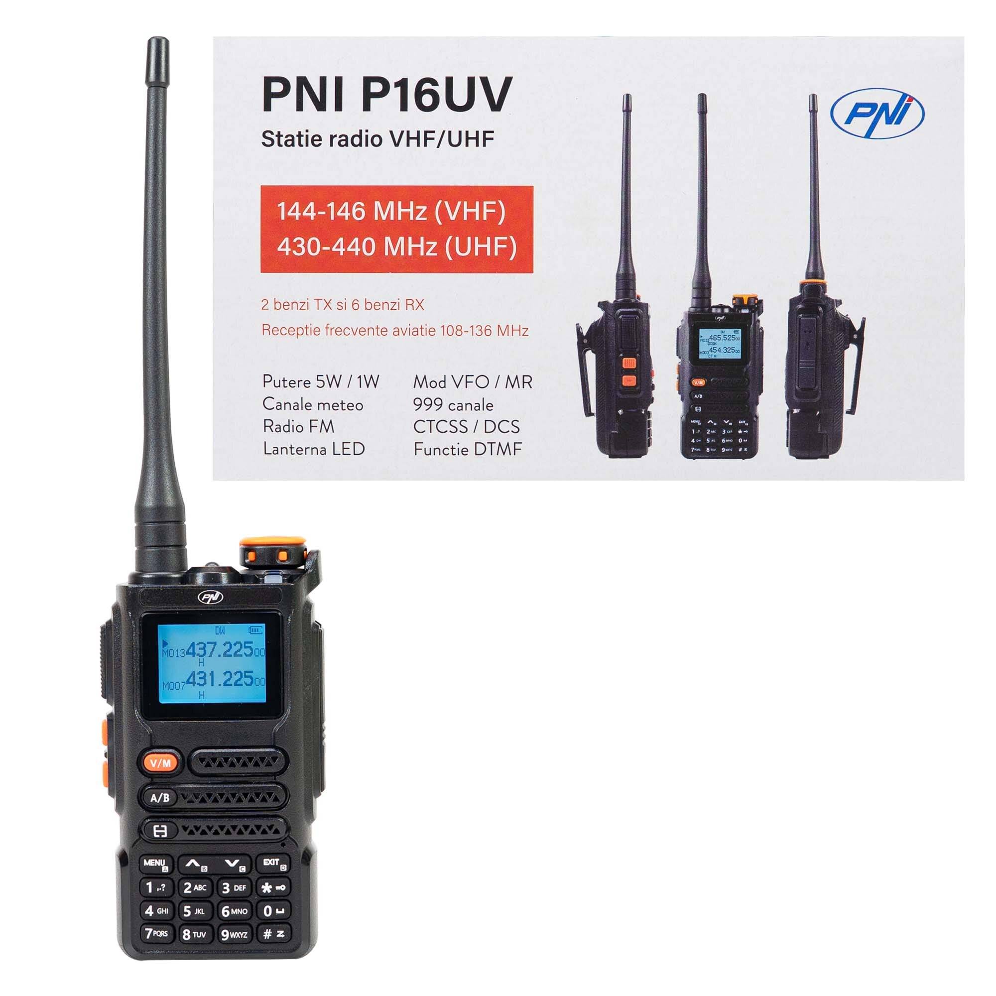 Tragbarer VHF/UHF-Radiosender PNI P16UV 999 Kanäle, Dualband TX und 6 RX-Bänder,-0