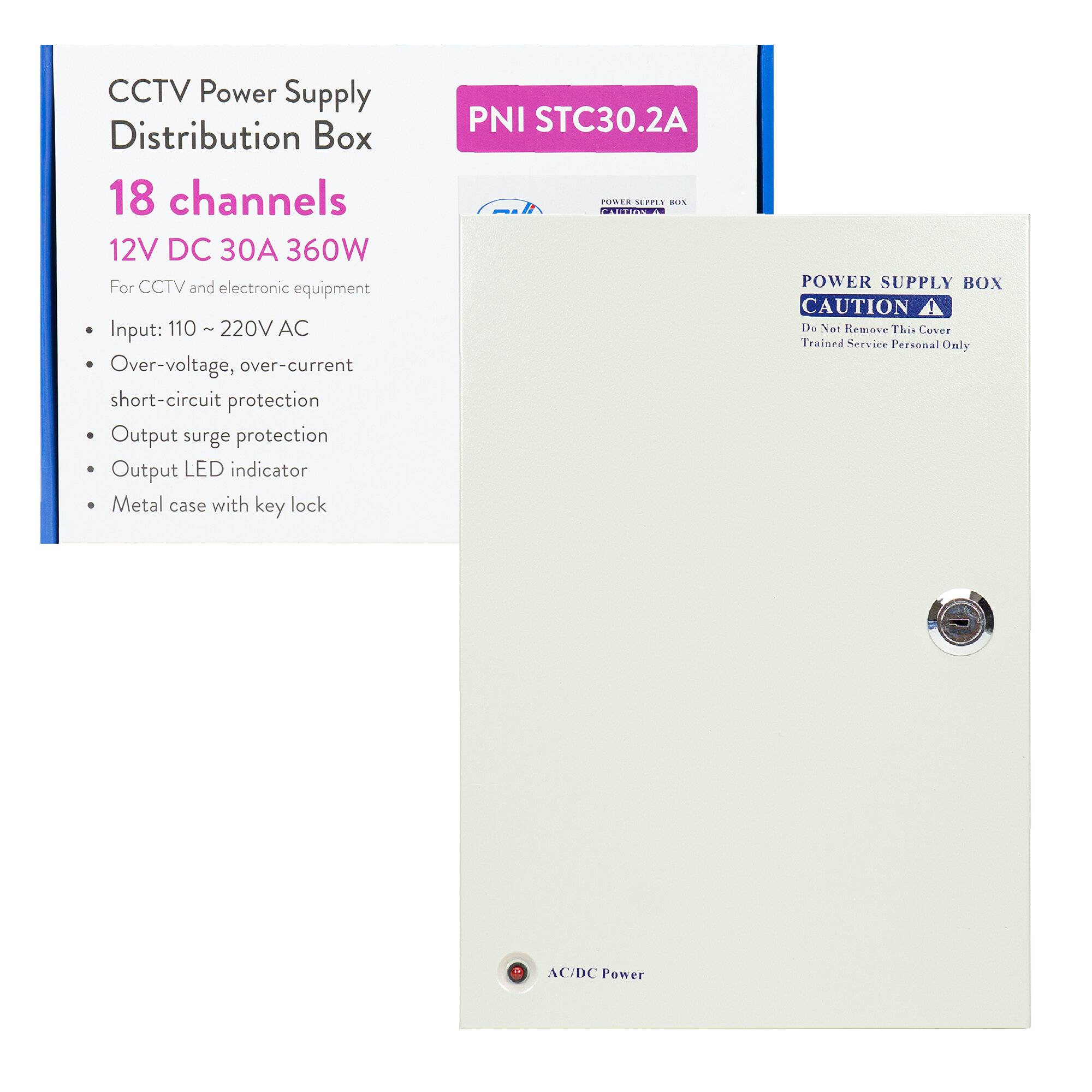 CCTV-Netzteil PNI STC30.2A in Metallbox 12V 30A 360W, 18 Ausgänge-0