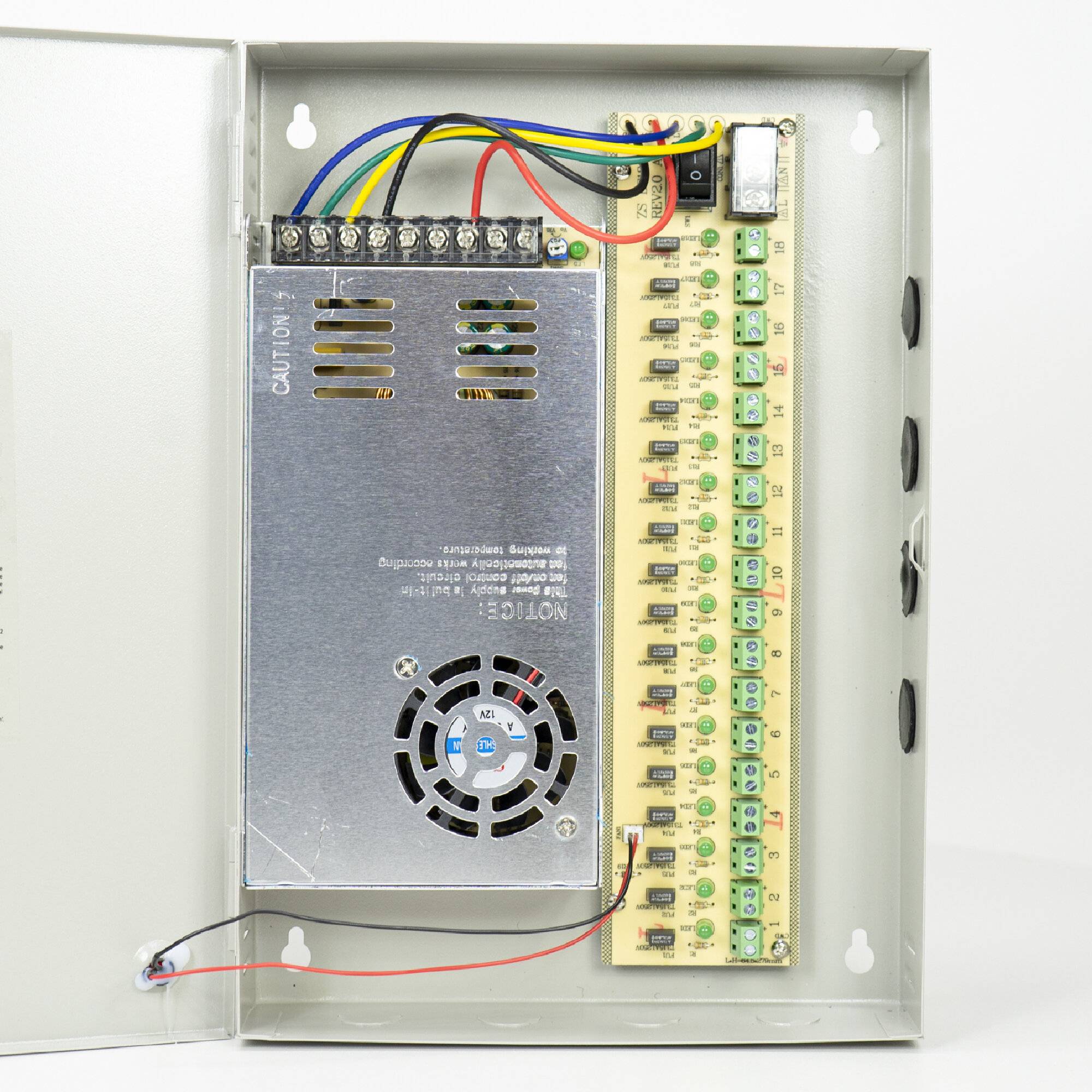 Symbolbild für CCTV-Netzteil PNI STC30.2A in Metallbox 12V 30A 360W, 18 Ausgänge