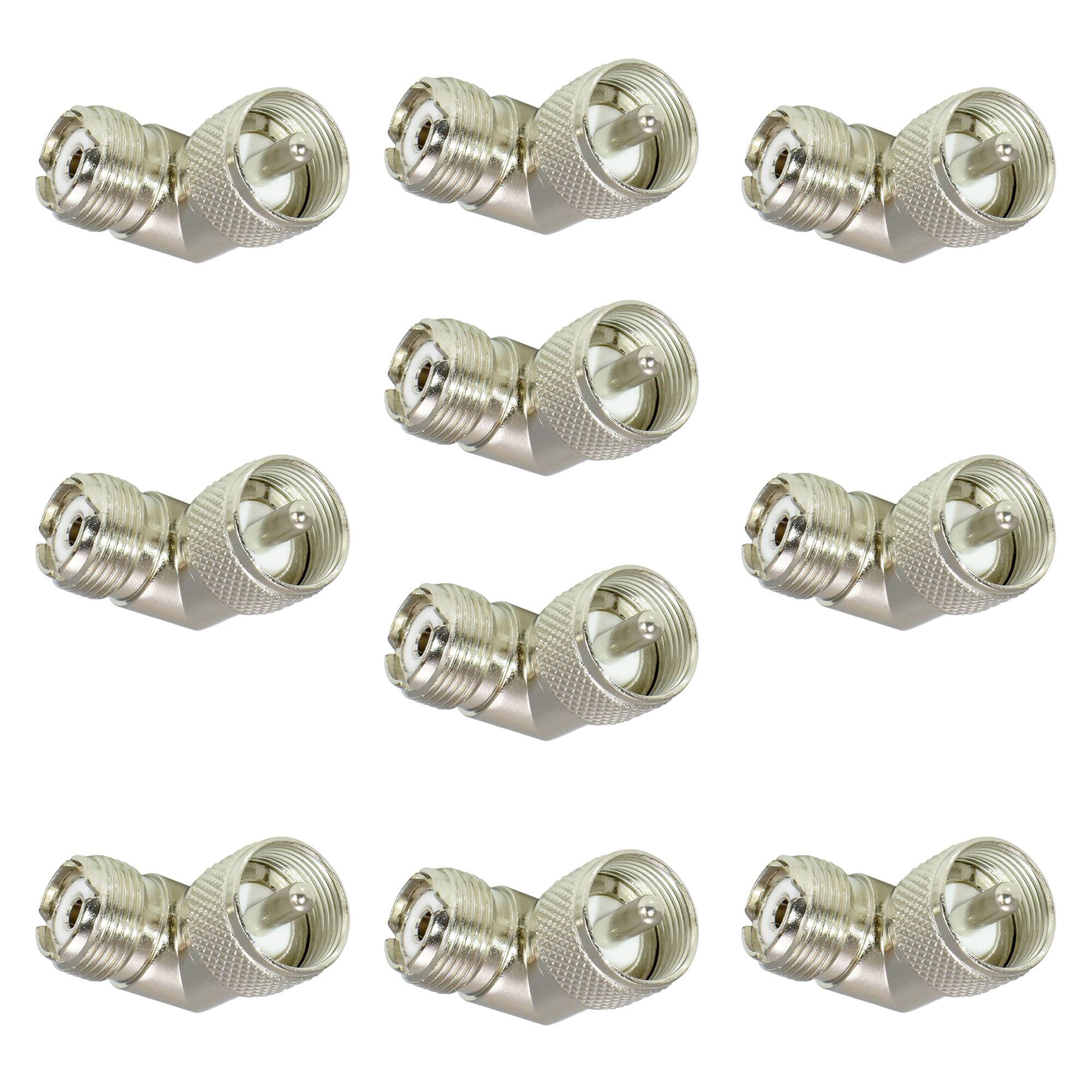 10er-Set 90-Grad-Winkeladapter, PL-Stecker auf PL-Buchse, kompakte Bauform-0