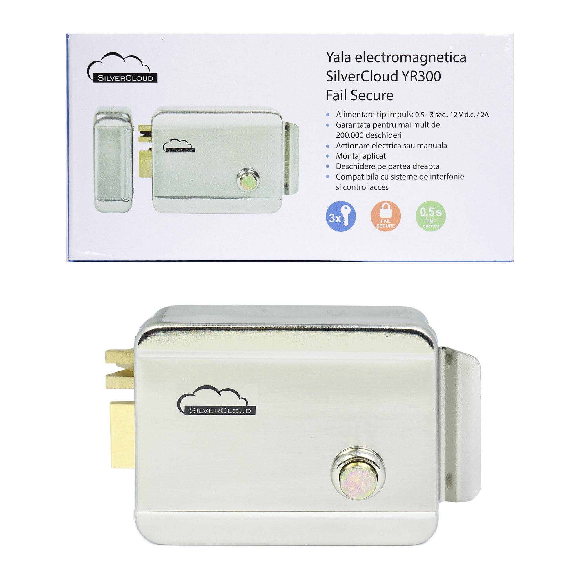 SilverCloud YR300 Elektromagnetische Yala mit Nabe, Öffnung auf der rechten Seite, Fail Secure NC-0
