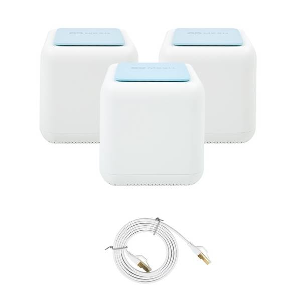PNI GB1200 Gigabit Wi-Fi Mesh-Systempaket und 1bc S/STP CAT8 Flachnetzwerkkabel PNI U8015W 1,5 m