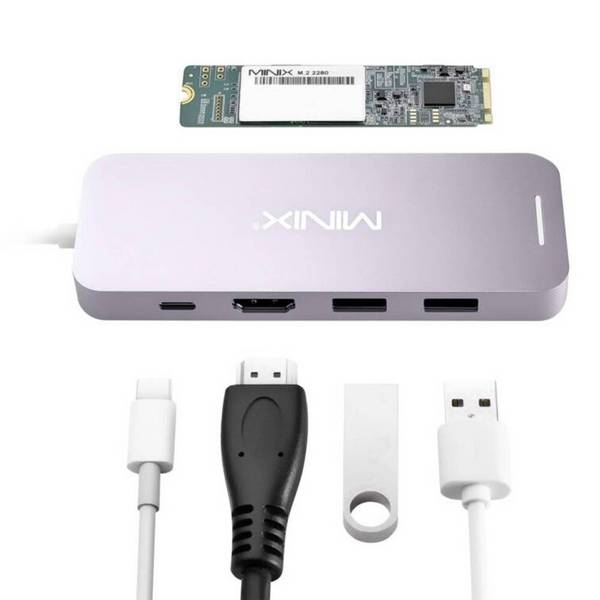Minix NEO-S2GR USB-C-Miniport-Adapter mit 240-GB-Solid-State-Laufwerk (SSD), HDMI, USB Typ C, 2