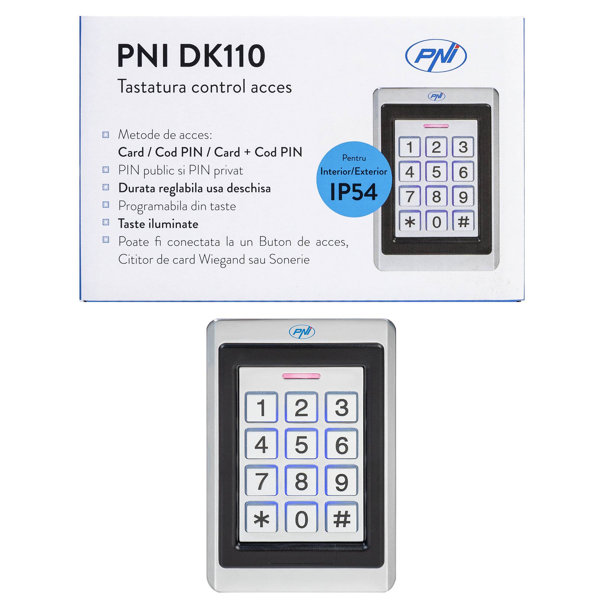 Symbolbild für PNI DK110 Standalone-Zugangskontrolltastatur, Außen- und Innenbereich, IP54