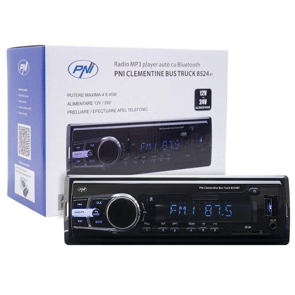PNI Clementine Bus 8524BT 1 DIN MP3 Autoradio Bluetooth USB SD AUX RCA 12V 24V-0