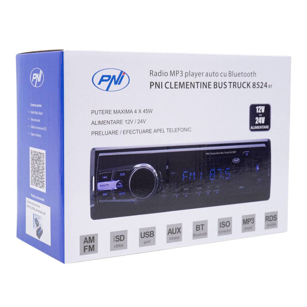 PNI Clementine Bus 8524BT 1 DIN MP3 Autoradio Bluetooth USB SD AUX RCA 12V 24V-6