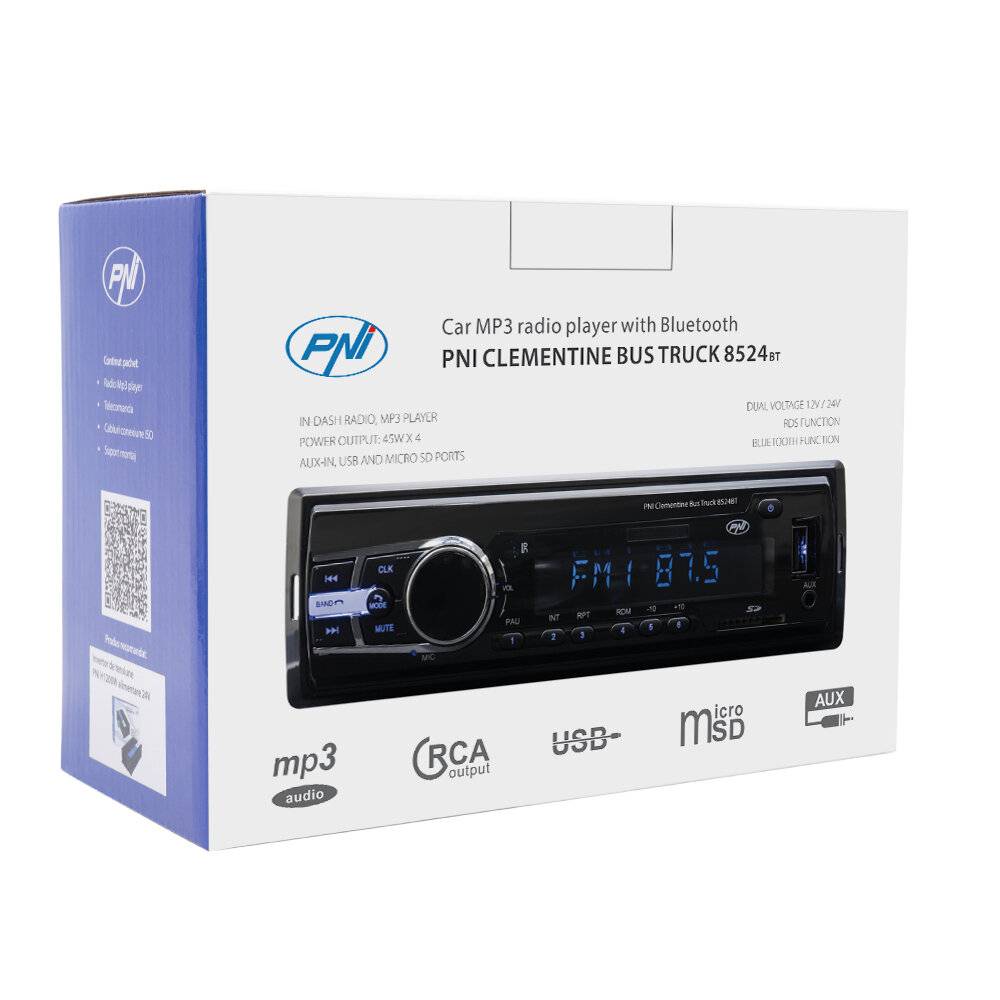 Symbolbild für PNI Clementine Bus 8524BT 1 DIN MP3 Autoradio Bluetooth USB SD AUX RCA 12V 24V