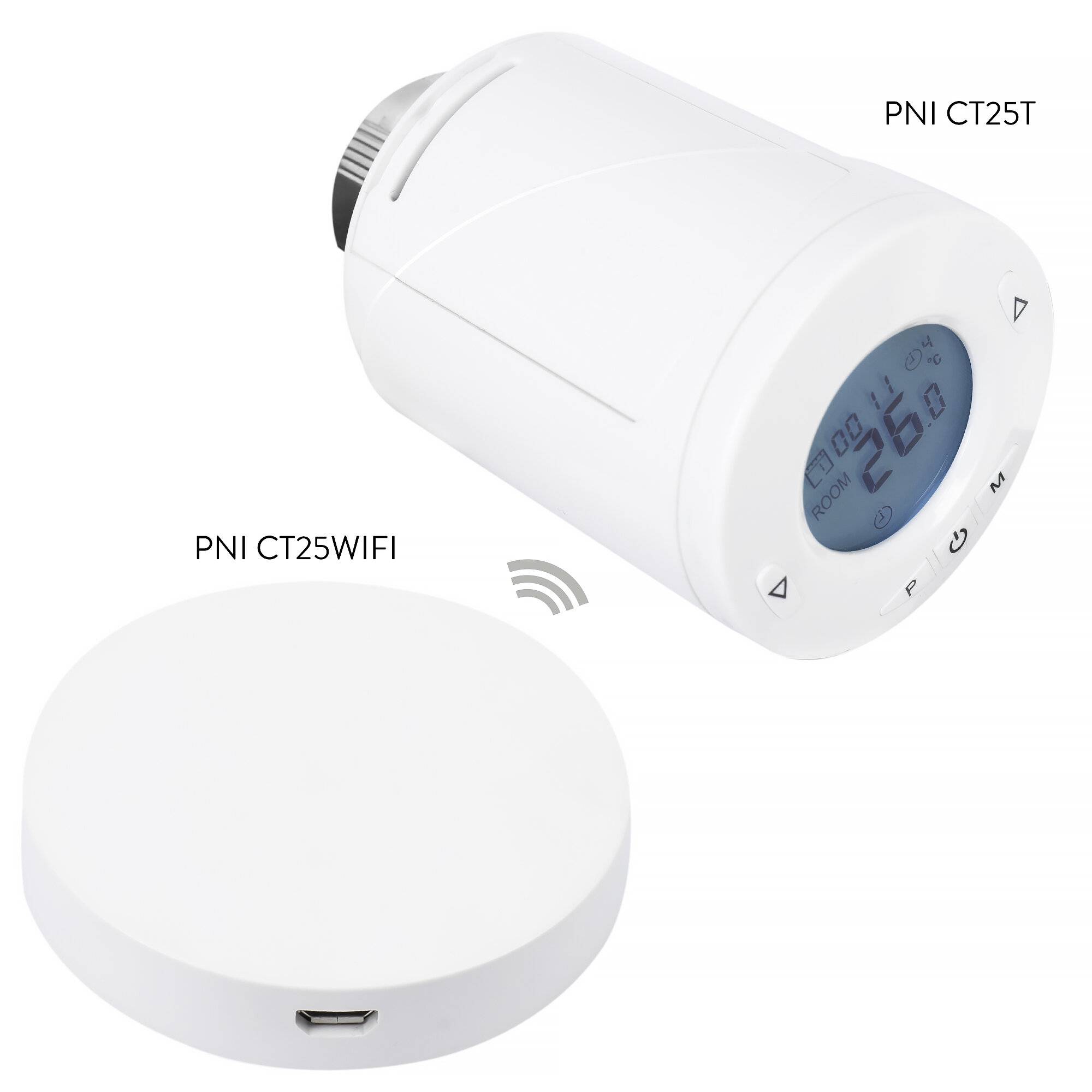 Symbolbild für Intelligenter Thermostatkopf PNI CT25T für Kühler, drahtlose Verbindung mit PNI CT25WIFI Hub mit