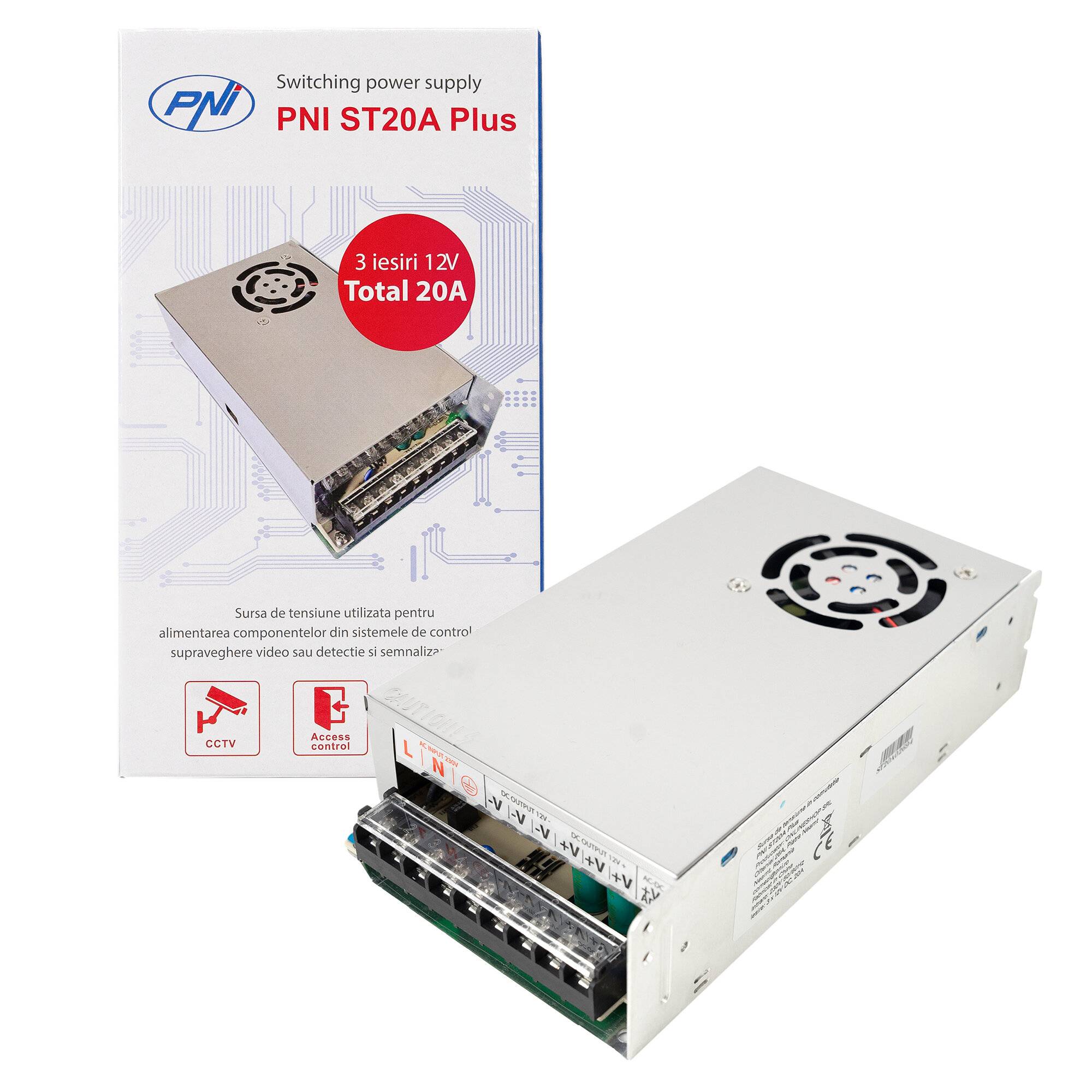 Schaltspannungsquelle PNI ST20A Plus 230V auf 12V 20A stabilisiert für Überwachungssysteme-0