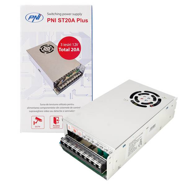 Schaltspannungsquelle PNI ST20A Plus 230V auf 12V 20A stabilisiert für Überwachungssysteme