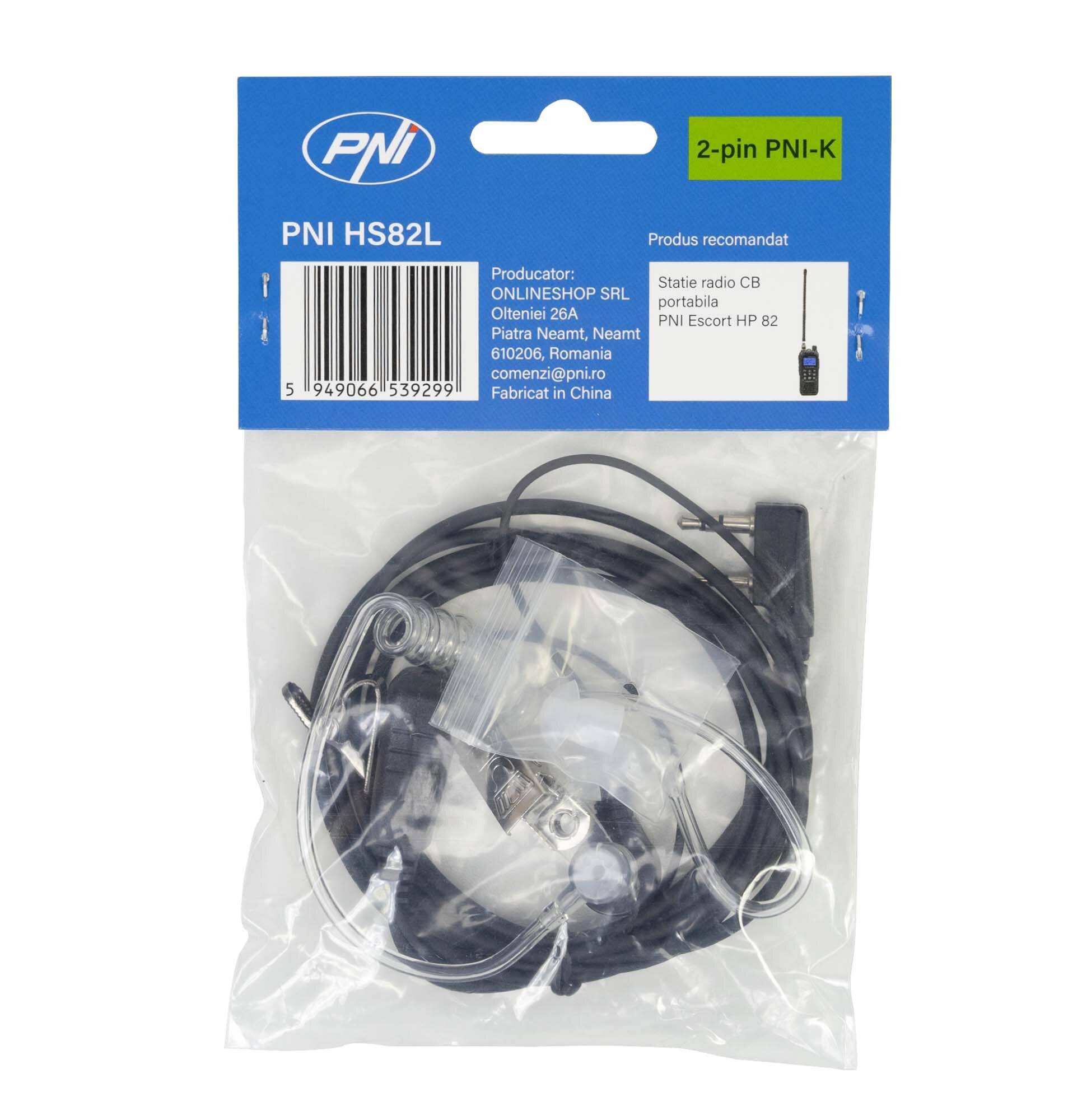 PNI HS82L Headset mit Mikrofon und Akustikrohr mit 2-poligem PNI-K-Stecker, Kabellänge 160 cm,-2