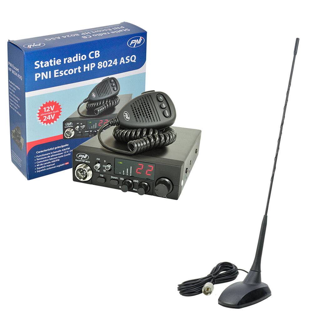 CB PNI Escort HP 8024 Funkgerät-Set mit PNI Extra 48 Antenne, 12/24V, ASQ-0