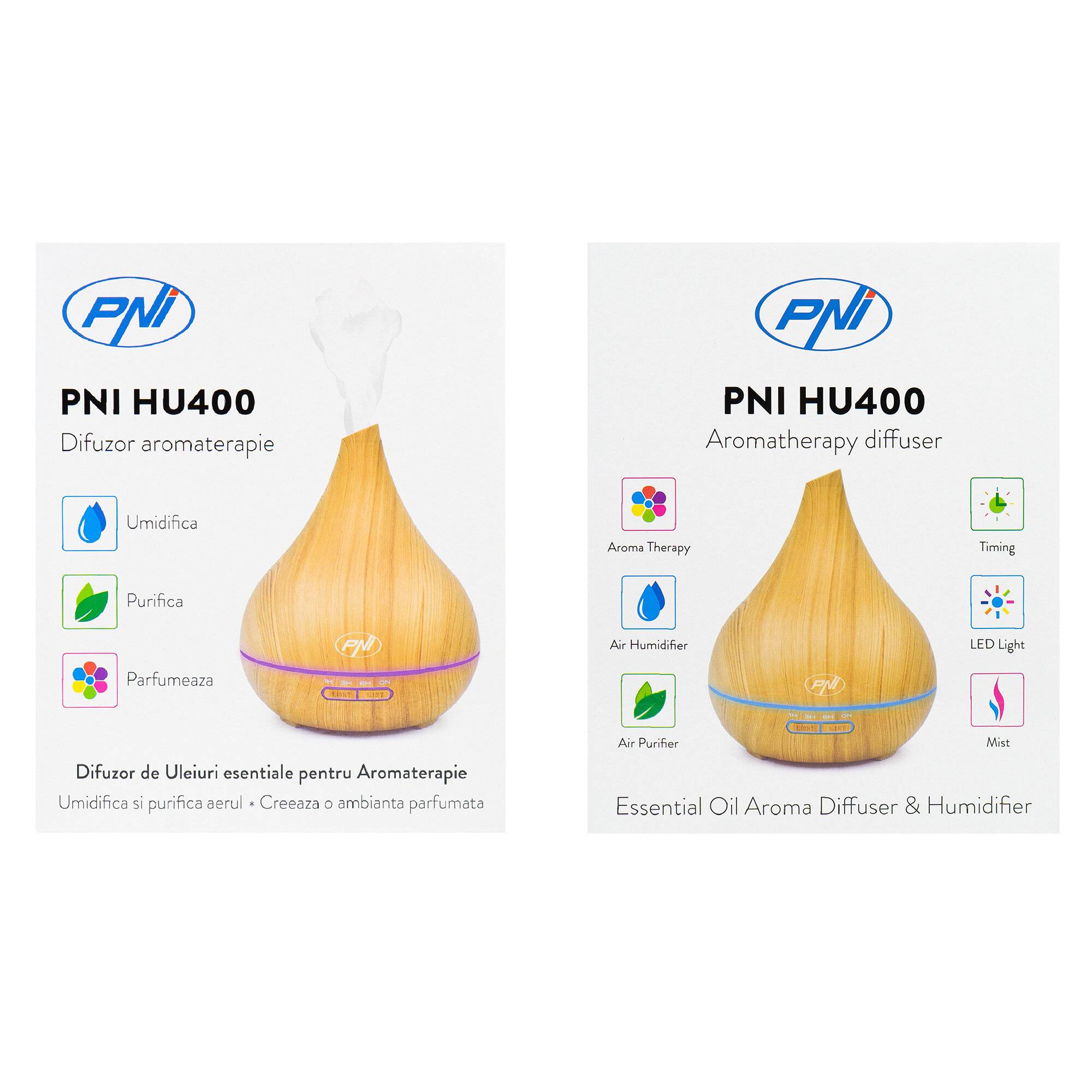 Symbolbild für Aromatherapie-Diffusor PNI HU400 für ätherische Öle, mit Ultraschall, 400 ml, Timer, 7