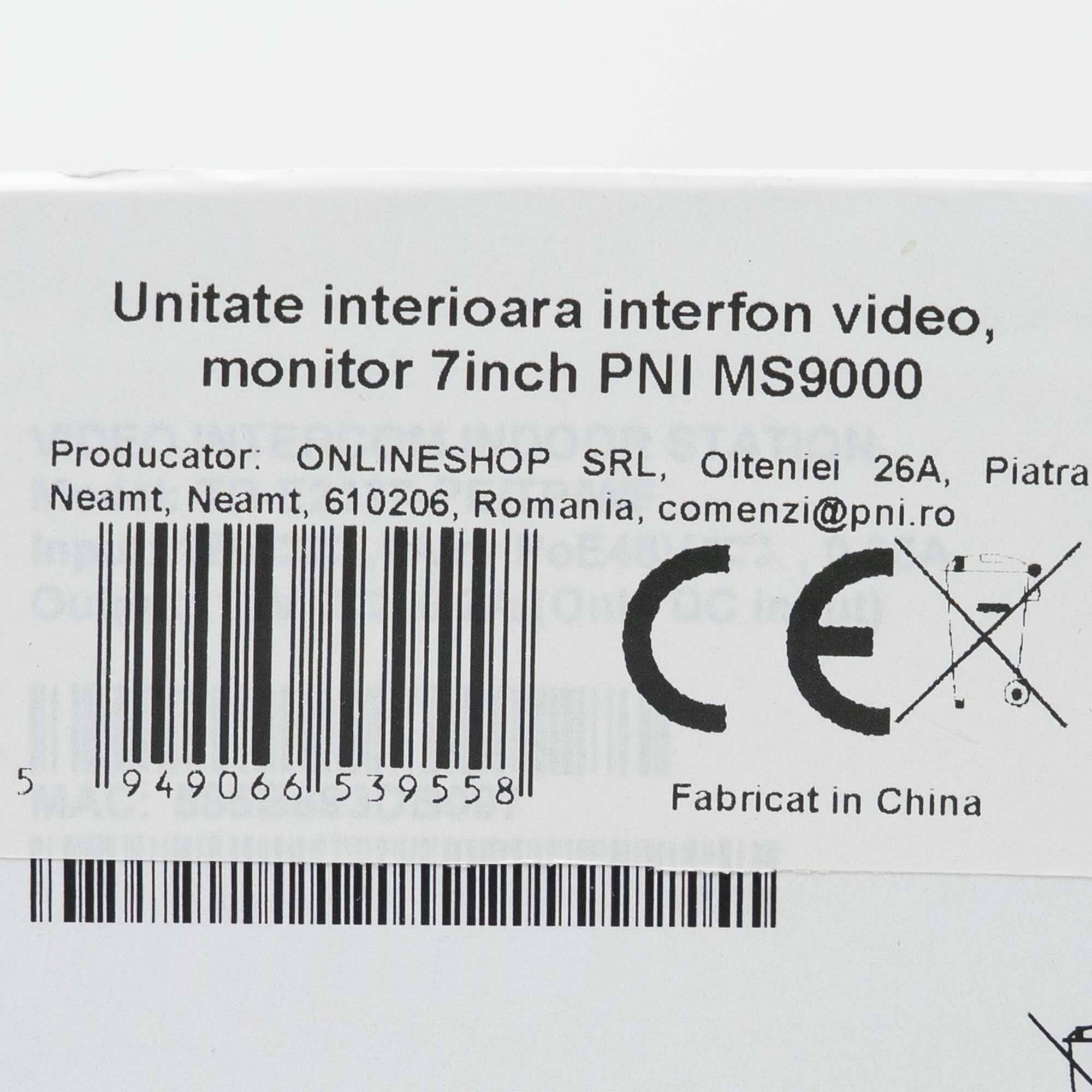 PNI MS9000 Video-Gegensprechanlage Innengerät, 7-Zoll-Monitor, kompatibel mit PNI UMS9000-2