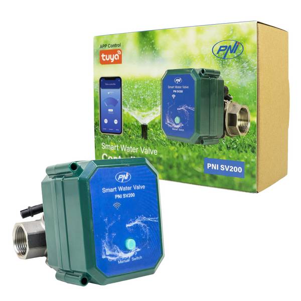 Intelligentes Wasserventil PNI SV200, Wi-Fi-Konnektivität, IP65, DN20, 3/4 Tuya-Anwendung,
