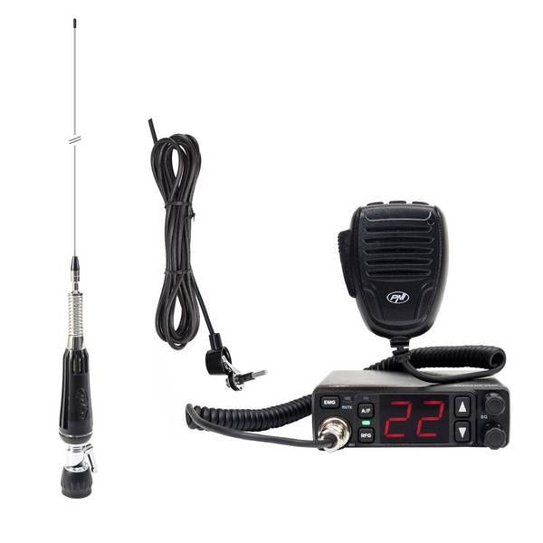 CB-Radiosenderpaket PNI Escort HP 5500 und klappbare CB-Antenne PNI LED 1000, 80 cm, leuchtet