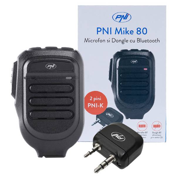 Mikrofon und Dongle mit Bluetooth PNI Mike 80, zweikanalig, kompatibel mit PNI HP 8001L