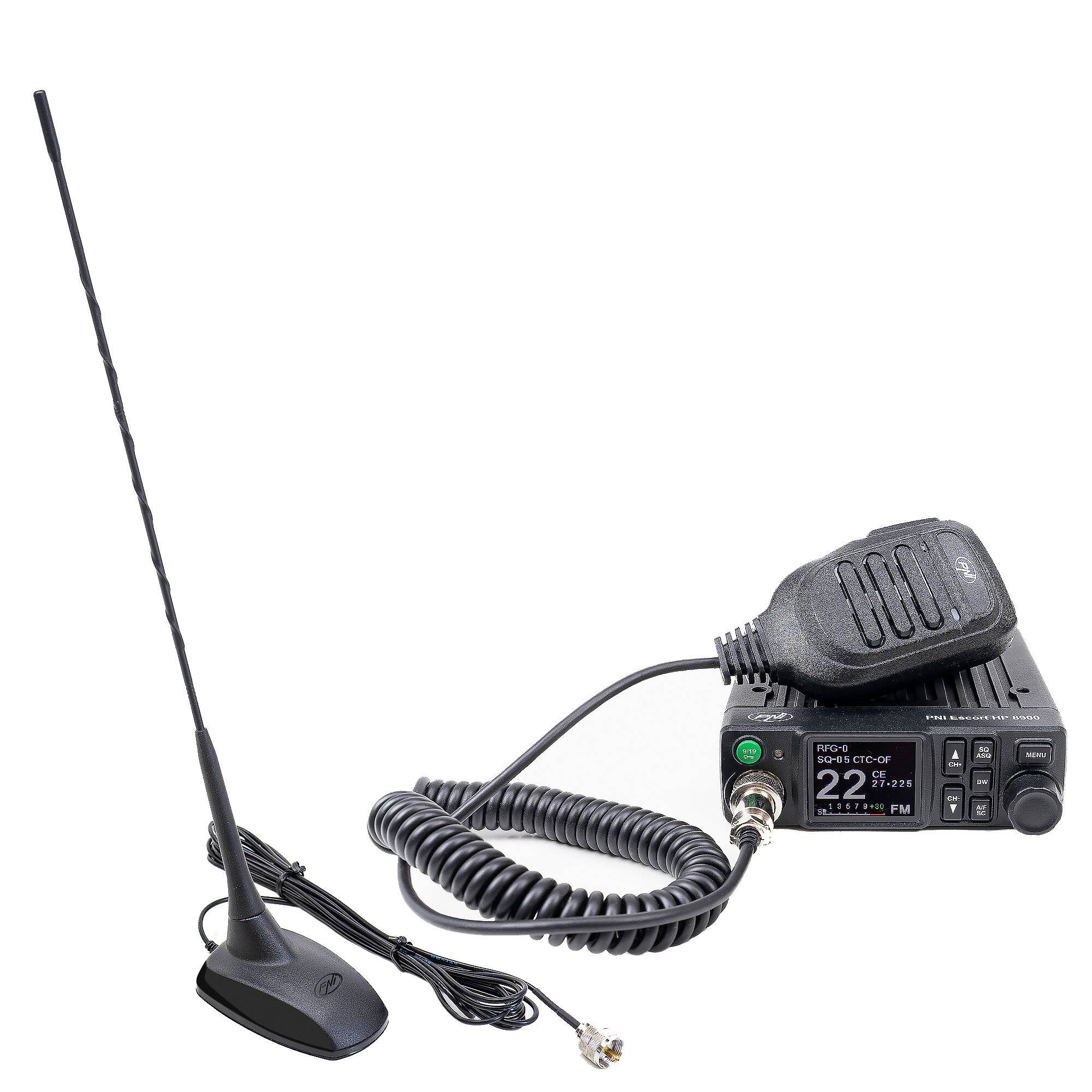 CB PNI Escort HP 8900 ASQ Radio Station Package, 12-24 V + CB PNI Extra 48 Antenne mit-0