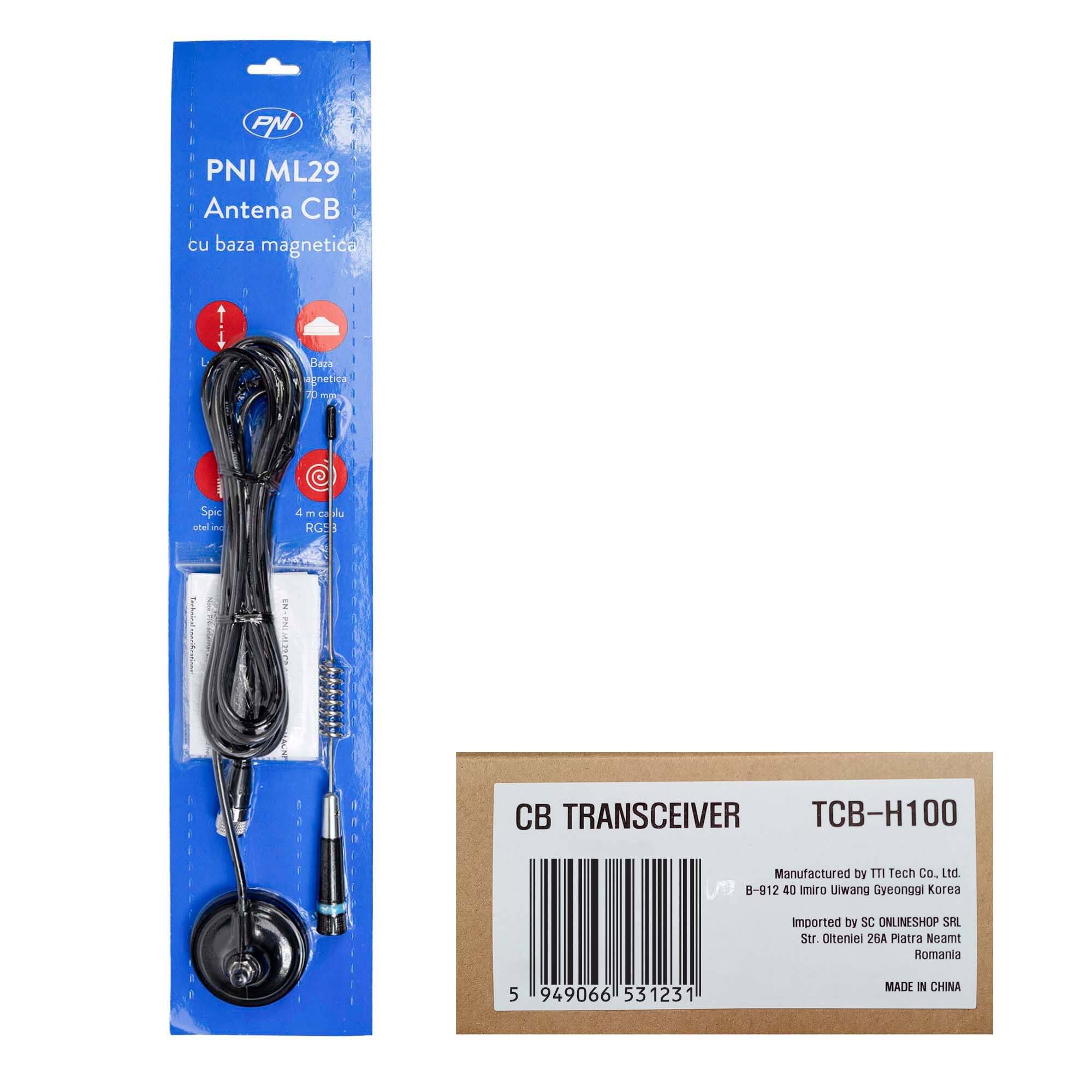 Symbolbild für CB TTi TCB-H100 Radiosender-Kit + PNI ML29 CB-Antenne, Länge 34 cm