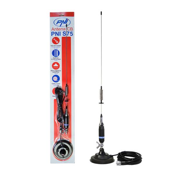 PNI S75 CB Funkantenne 26-28 MHz 54 cm mit Flügelschraube und 125 mm Magnetfuss