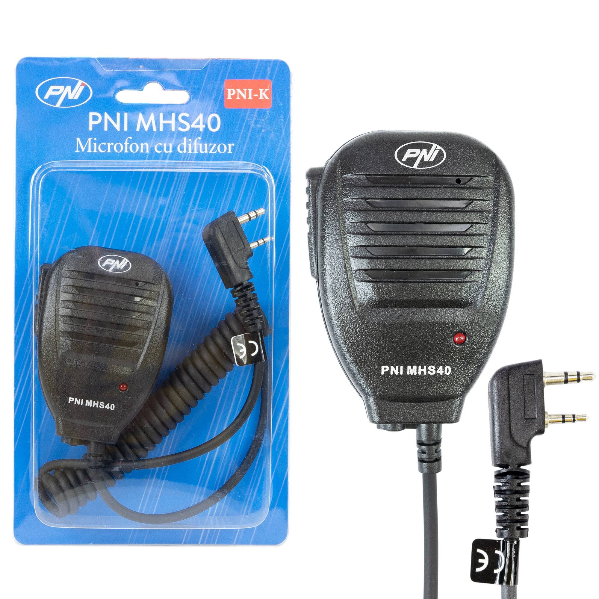 Mikrofon mit Lautsprecher PNI MHS40 mit 2 Pins Typ PNI-K, kompatibel mit PMR-, VHF/UHF-Sendern-0