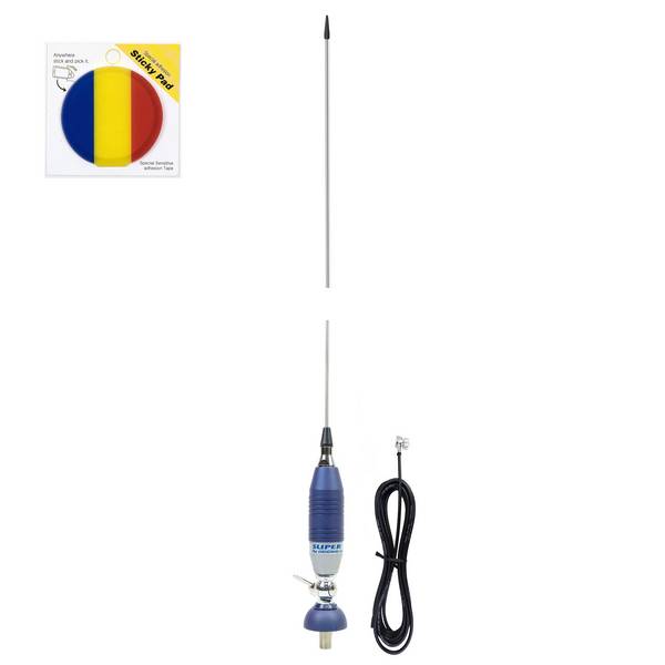 CB Sirio SUPER 9 Antennenpaket mit Schmetterling, 155 cm Länge und Klebepad-Flagge enthalten
