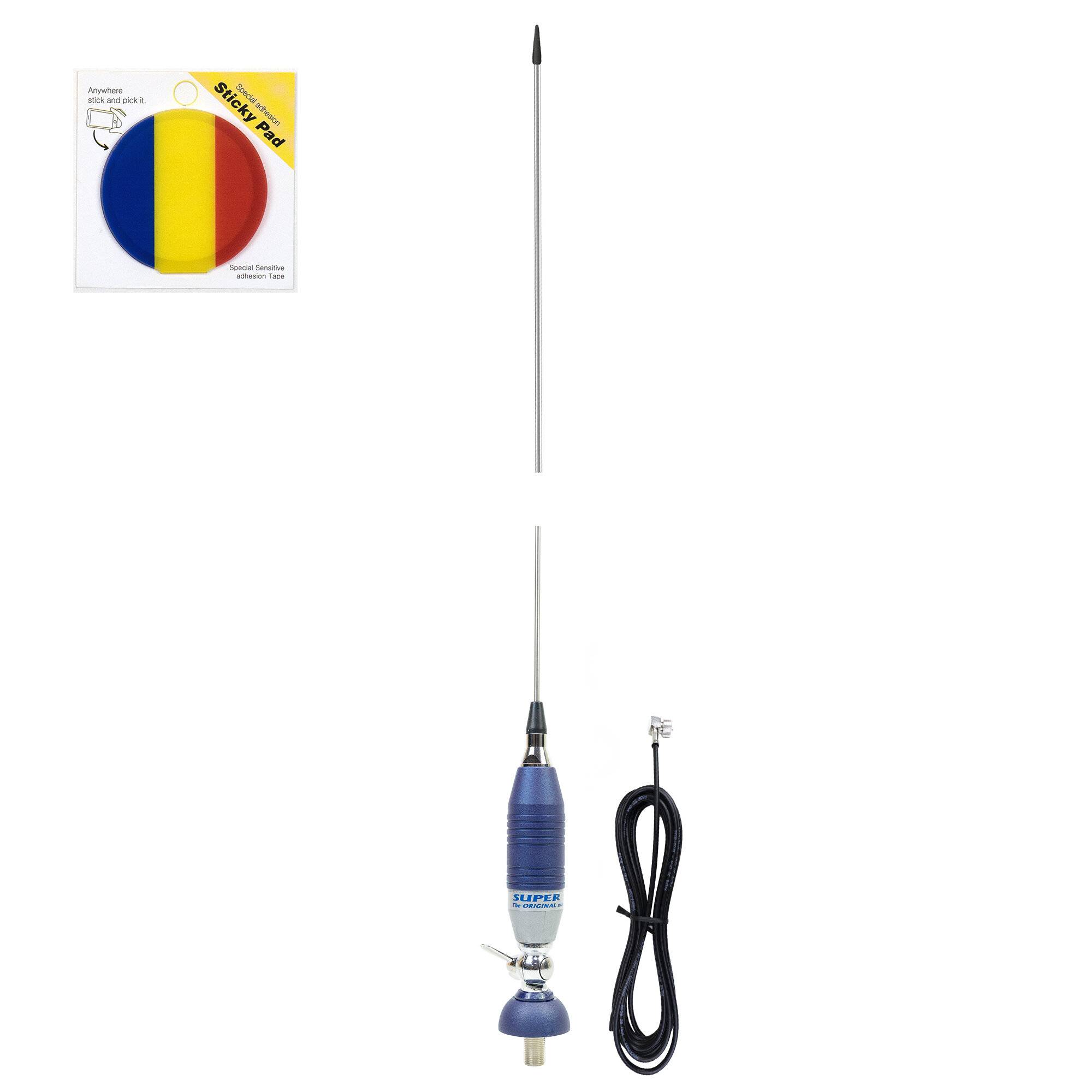 CB Sirio SUPER 9 Antennenpaket mit Schmetterling, 155 cm Länge und Klebepad-Flagge enthalten-0