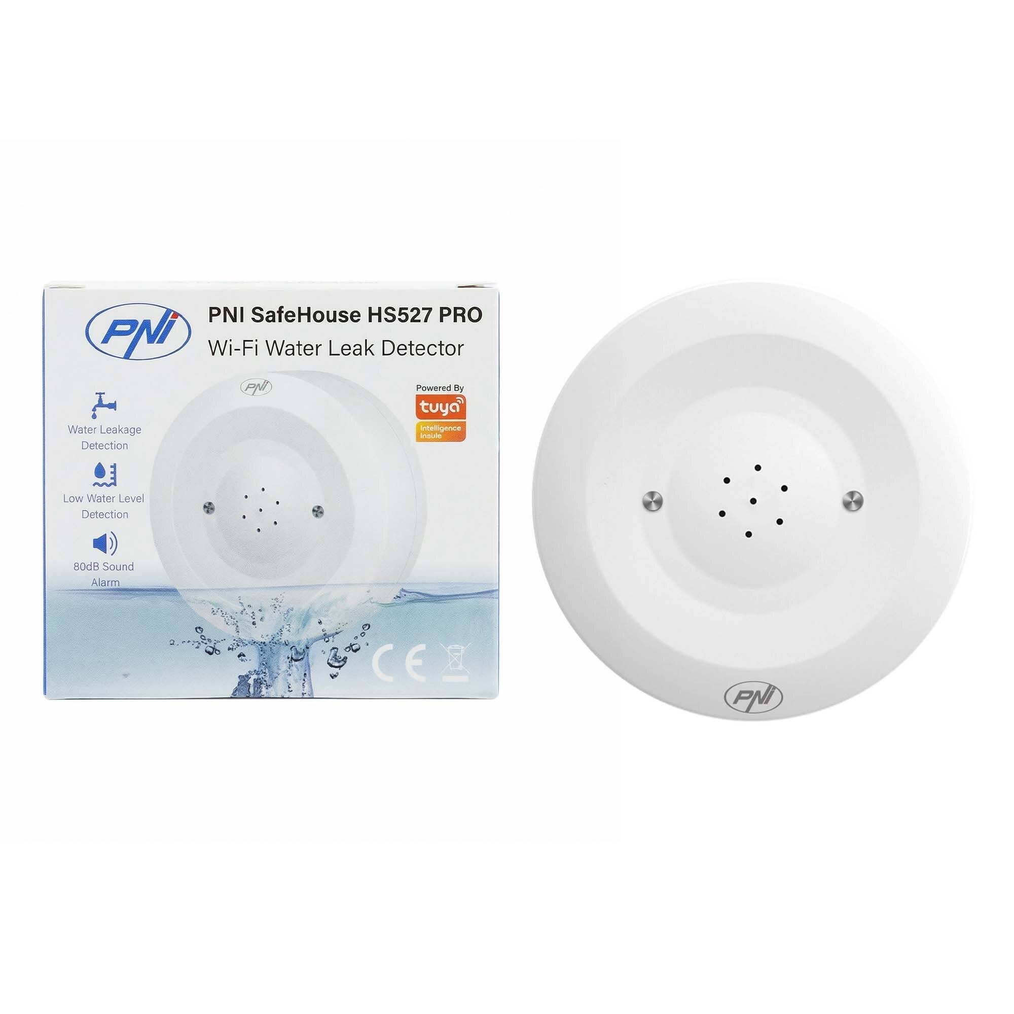 PNI SafeHouse HS527 PRO Wassermelder mit WLAN, 80-dB-Alarm, eingebautem Lautsprecher, für-0
