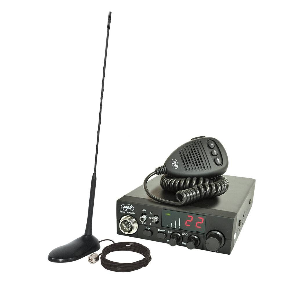 CB PNI ESCORT CB 8024 ASQ 12 / 24V Funk CB + CB PNI Extra 45 Magnetantenne-0