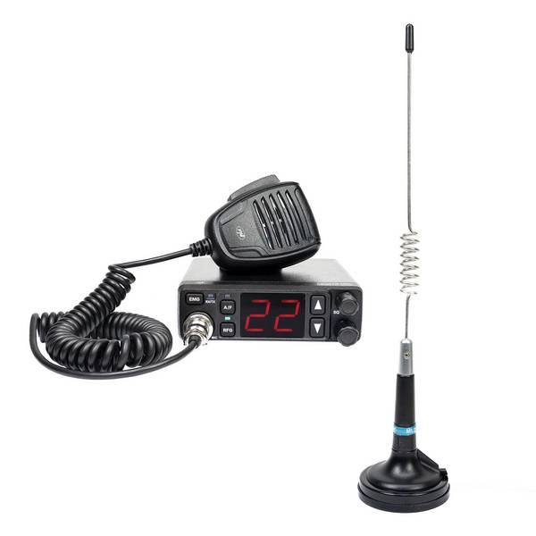 Kit PNI Escort HP 5500 CB-Radiosender mit CB PNI ML29-Antenne, 34 cm, mit Magnetfuß, schwarz