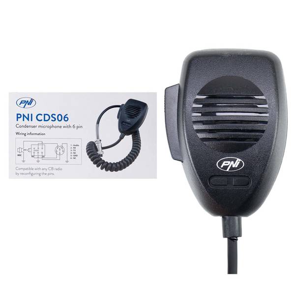 PNI CDS06 6-poliges Kondensatormikrofon für CB-Radiosender, kompatibel mit CB President,