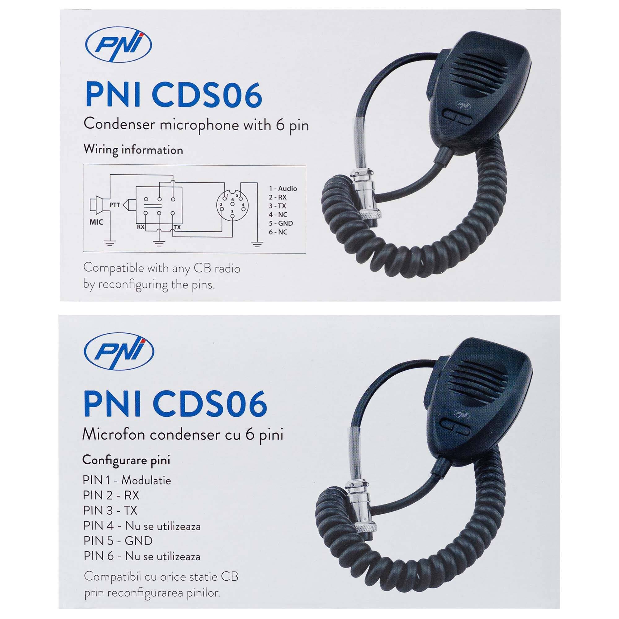 Symbolbild für PNI CDS06 6-poliges Kondensatormikrofon für CB-Radiosender, kompatibel mit CB President,