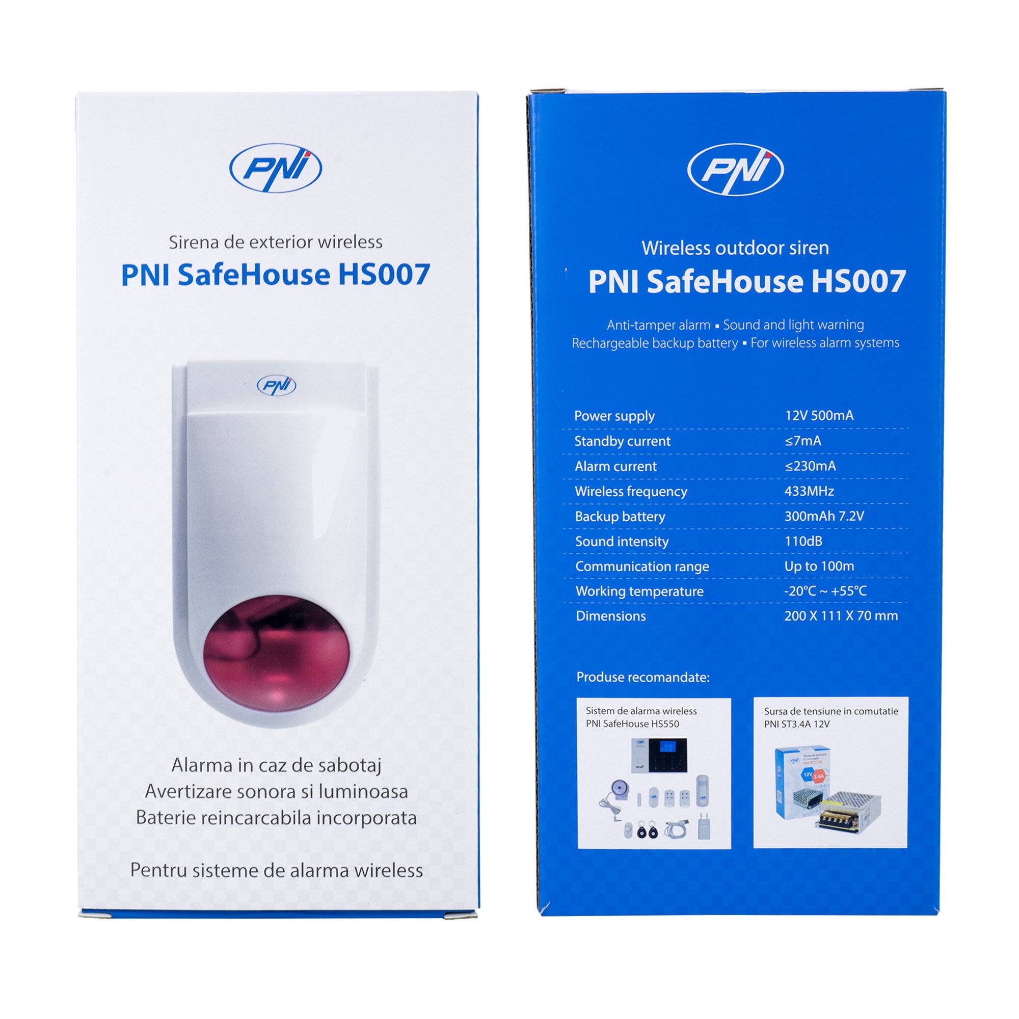 Symbolbild für Drahtlose Außensirene PNI SafeHouse HS007, 110 dB mit Batterie für das drahtlose Alarmsystem PNI