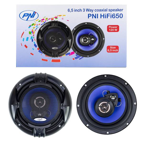 Koaxiale Autolautsprecher PNI HiFi650, 120 W, 16,5 cm, 3-Wege, Gitter inklusive Set 2-tlg