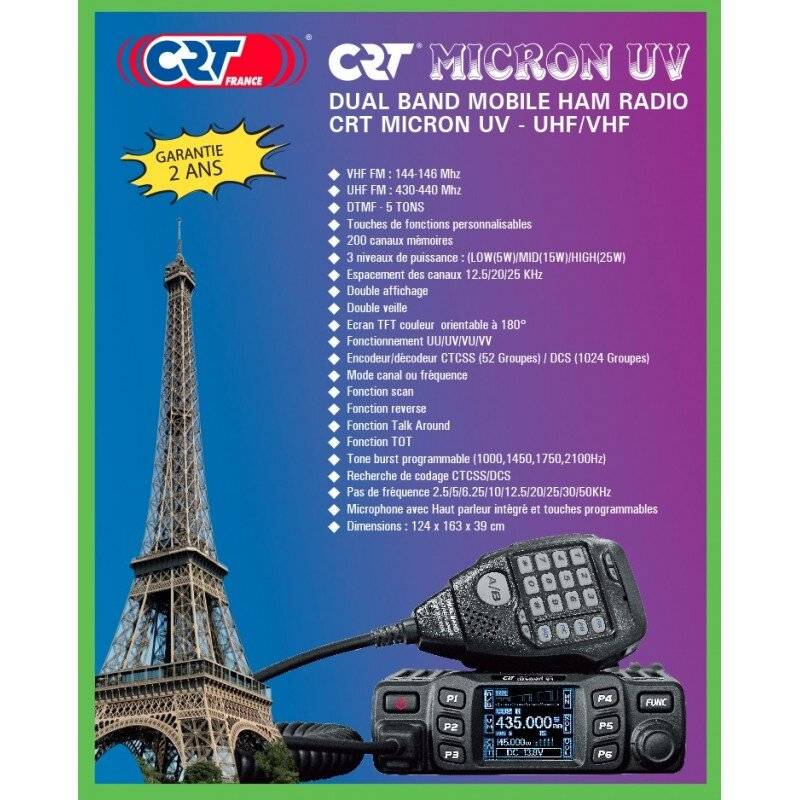 VHF / UHF CRT MICRON UV Dual Band Radio Station 144-146 MHz - 430-440 MHz, 13,8 Vdc, DTMF, Dual-2