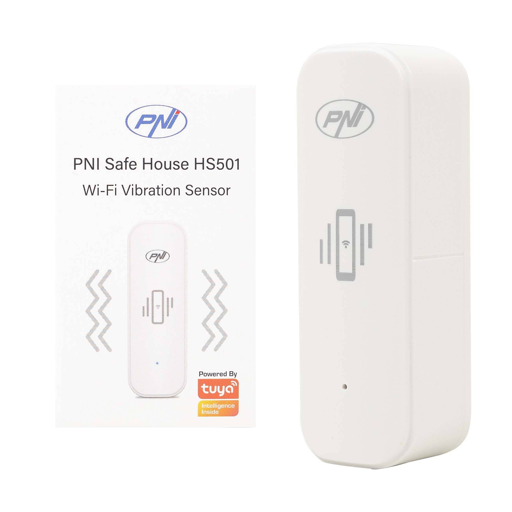 PNI SafeHouse HS501 Vibrationssensor mit WLAN, kompatibel mit Tuya-Anwendungen,-0