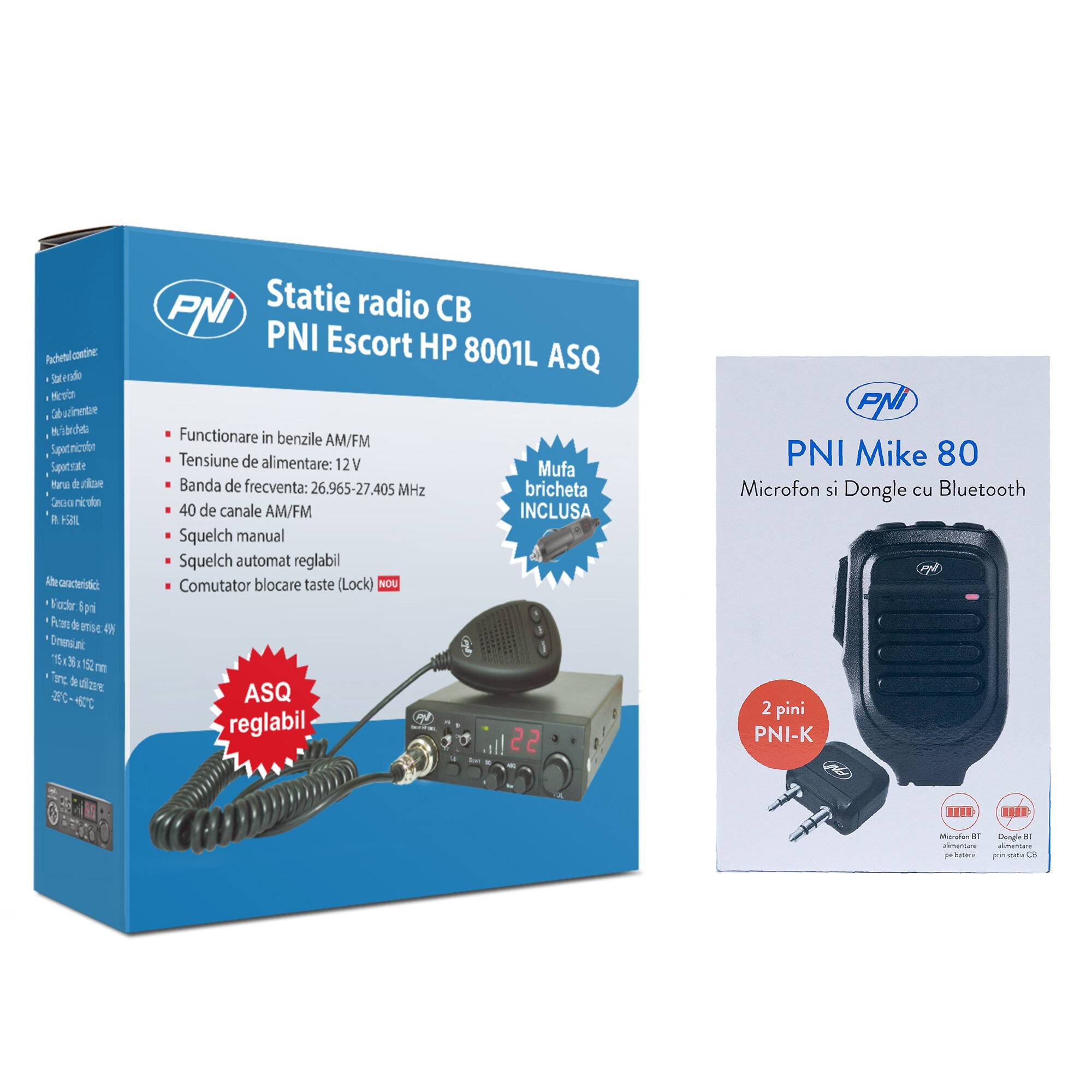 Symbolbild für PNI Escort HP 8001L ASQ CB-Radiosenderpaket + Mikrofon und PNI Mike 80 Bluetooth-Dongle