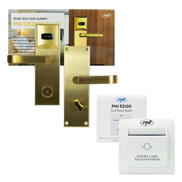 Yala Hotel Zutrittskontrollpaket PNI CH2000L Gold und PNI ES100 Kartenschalter