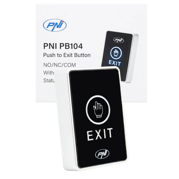 PNI PB104 Zugangsschalter, mit Touch, Oberflächenmontage, NO/NC/COM, 12V/24V DC, Status-LED,