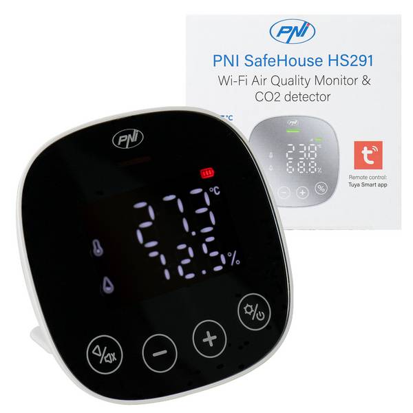 PNI SafeHouse HS291 Luftqualitäts- und Kohlendioxid (CO2)-Sensor mit WLAN, Steuerung über die