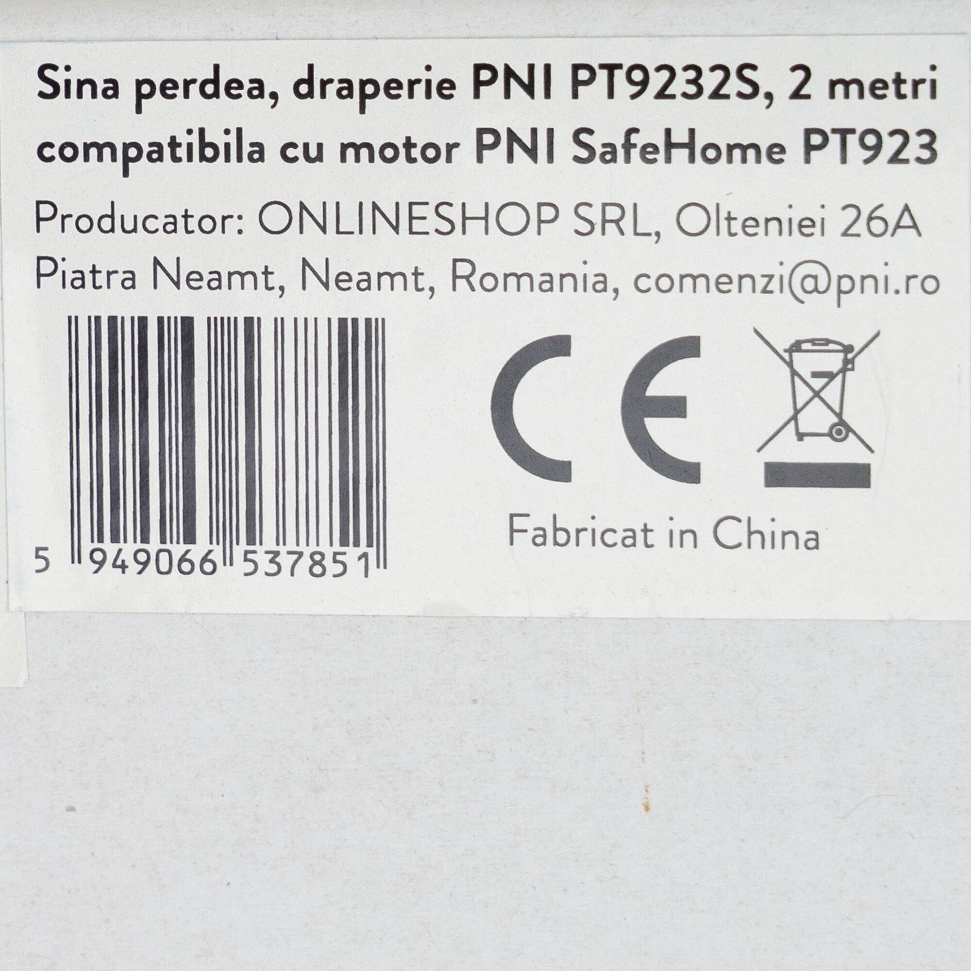 Vorhangschiene, Vorhang PNI PT9232S, Länge 2 m, kompatibel mit Smart Motor PNI SafeHome PT923-2